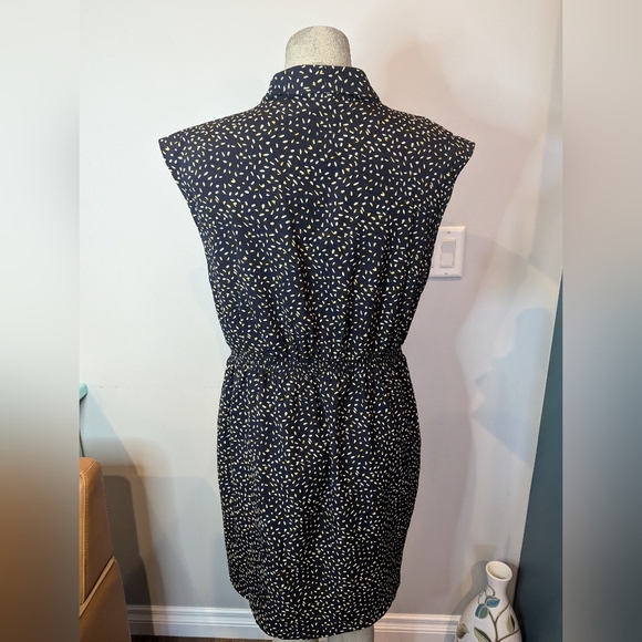 Molly Braken navy blue dress floral pattern, ruched waist, surplice bodice Sz XL - Picture 8 of 11